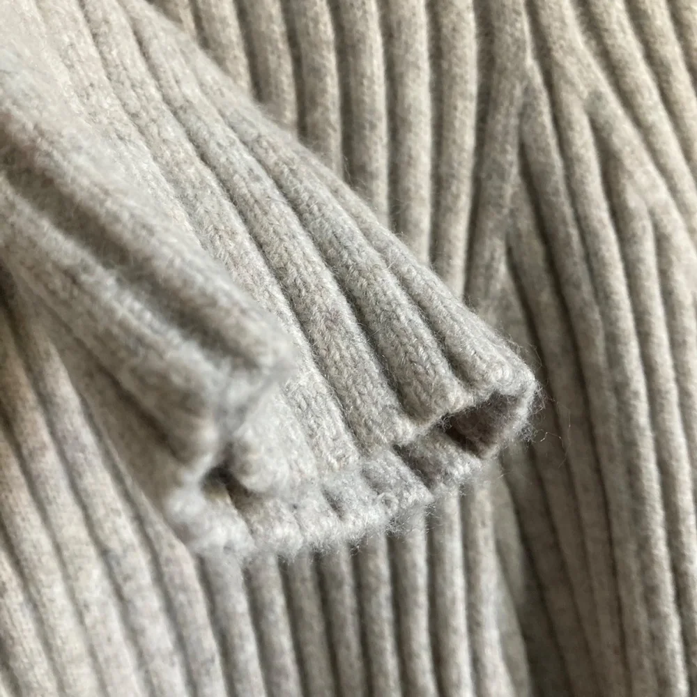 Rib Knit Mini Flare Sweater Dress Oatmeal Grey/Cream NWOT - Picture 4 of 7